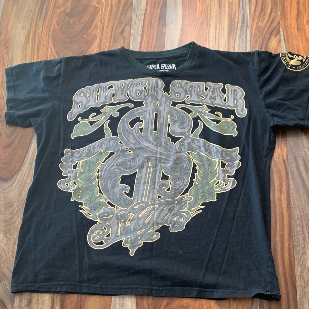 Y2K Styled Silver Star Tshirt